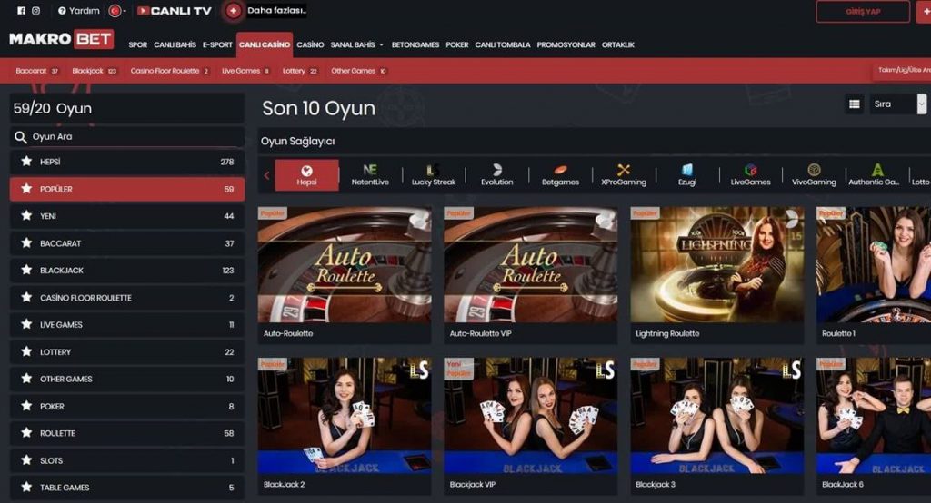 Macrobet ve Casino Casinoları doğrudan